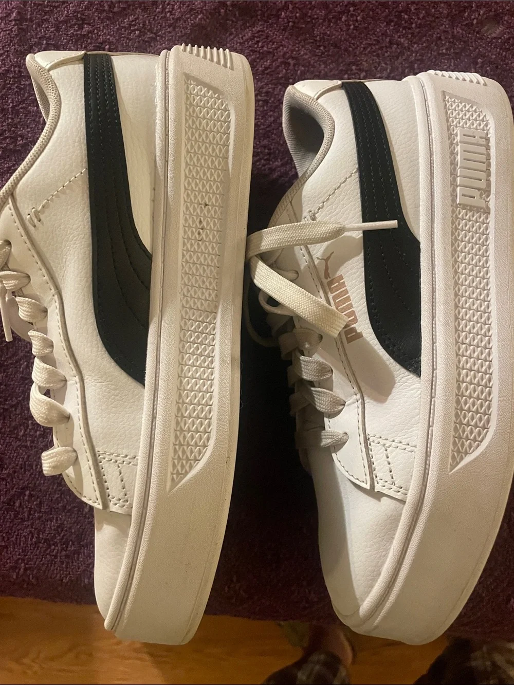 Puma White Low-Top Sneakers with Black Formstripe
